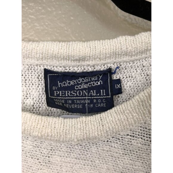 Haberdashery Collection Personal II Striped White Knit Short Sleeve Sweater 1X - Picture 3 of 8